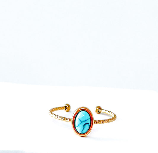 Oval Cuff Ring Blue Sea