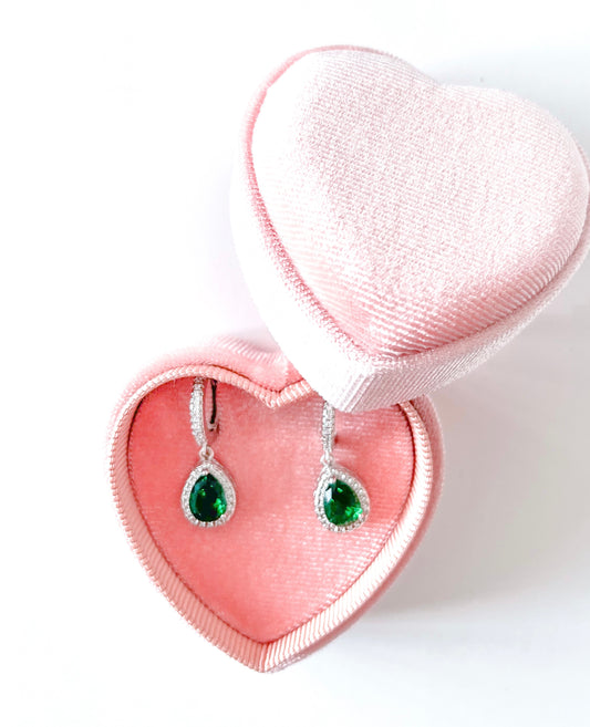 Green Water Drop Earrings