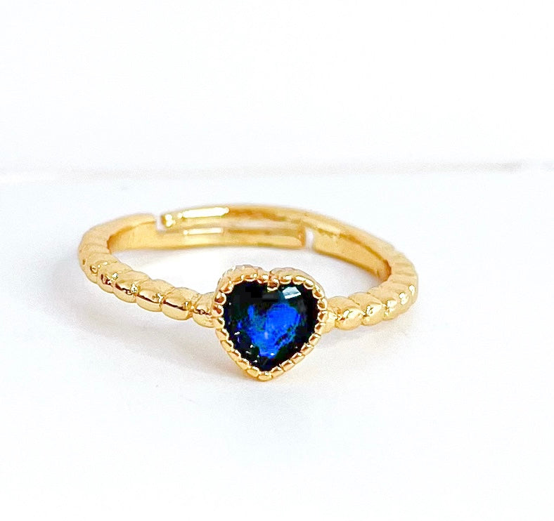 Blue Romantic Heart Ring