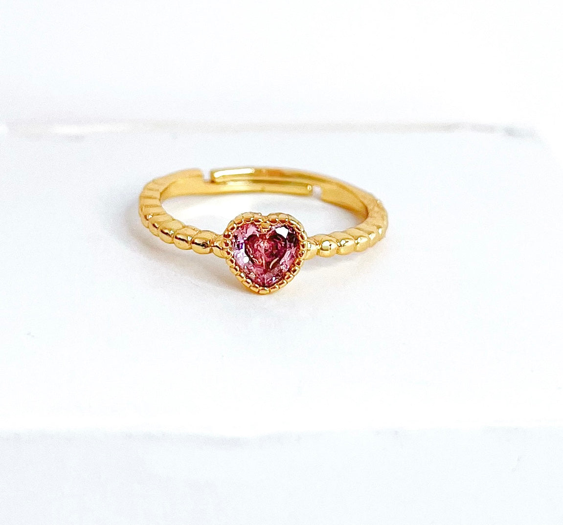 Romantic Pink Heart Ring